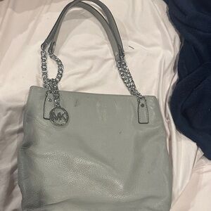 Michael Kors Silver Leather Shoulder Bag